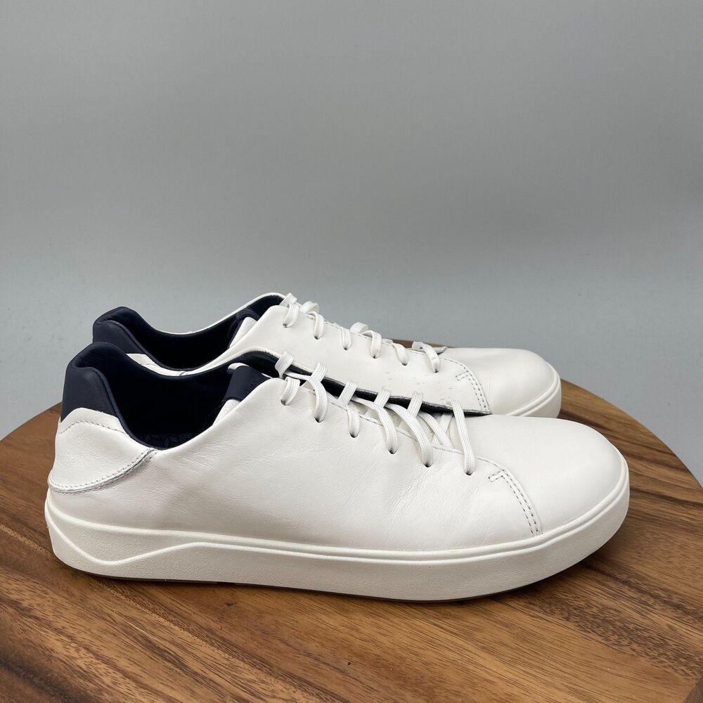 OluKai Laeahi Li'ili Shoes Mens Size 11 White Leather Casual Comfort Sneakers